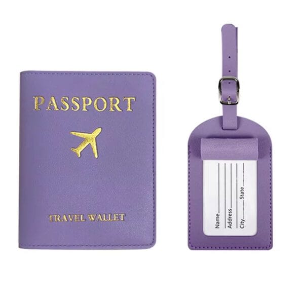 Futrola za pasoš + tag za kofer Y203 - Ljubičasta